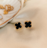 Leaf clover earrings (black)