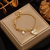 Heart love link charm bracelet