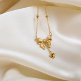 Bow drop necklace