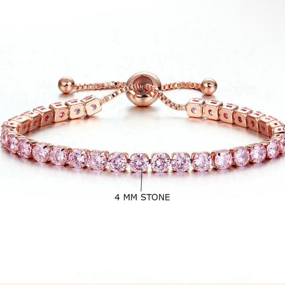Pink Sparkle Adjustable Tennis Bracelet