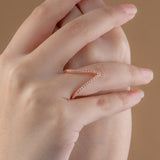 Rosegold V star studded ring