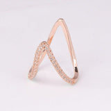 Rosegold V star studded ring
