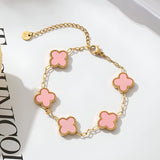 Pink Leaf clover bracelet