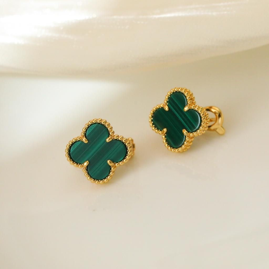 Leaf clover earrings (green)
