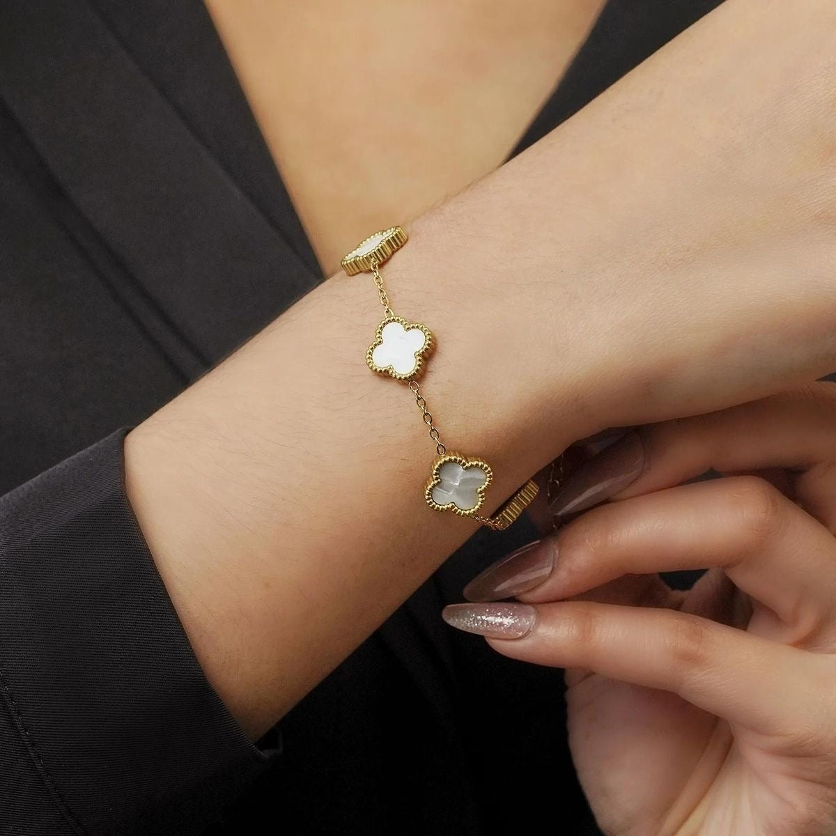 White Leaf clover bracelet