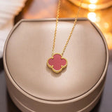 Pink clover necklace