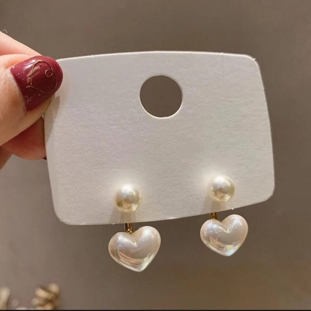 Pearl heart earrings
