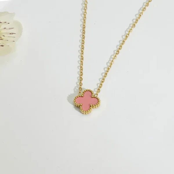 Pink clover necklace