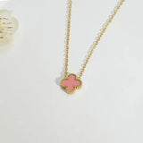 Pink clover necklace