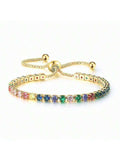 Multi colour rainbow Adjustable Tennis Bracelet