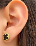 Leaf clover earrings (black)