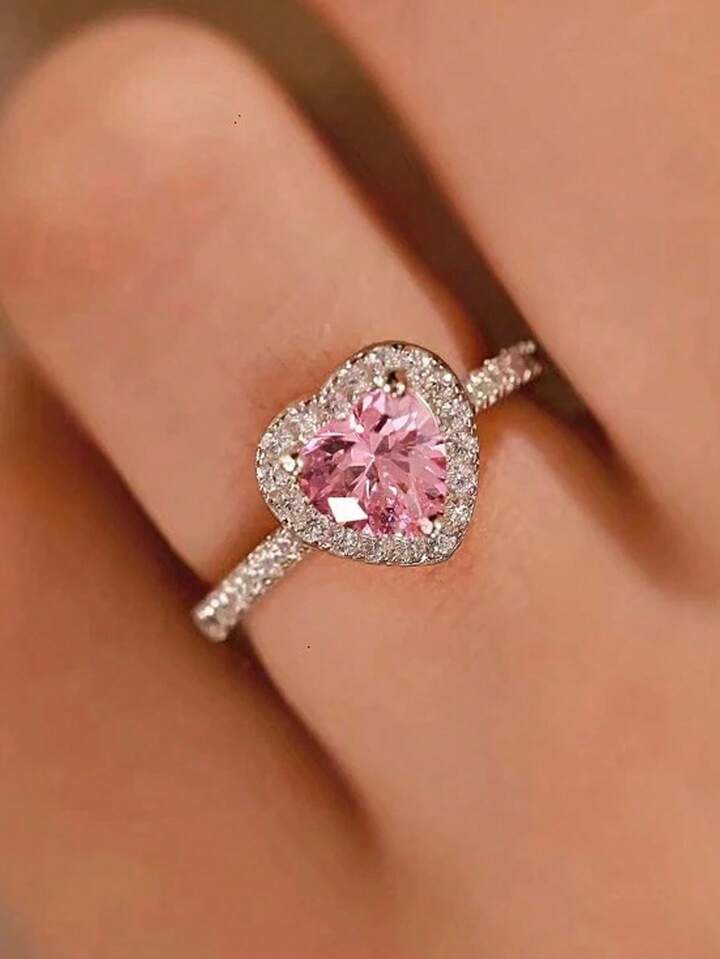 Sweetheart pink solitaire ring (adjustable)