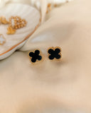 Leaf clover earrings (black)