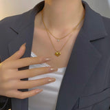 Double layer heart & crystal necklace