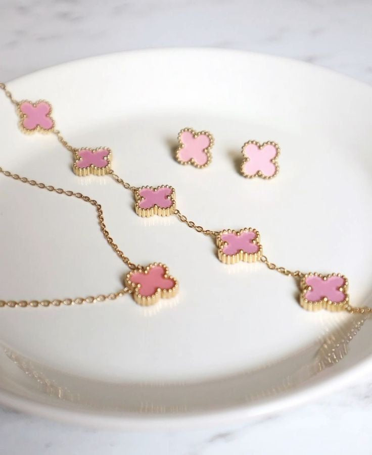 Pink Leaf clover set