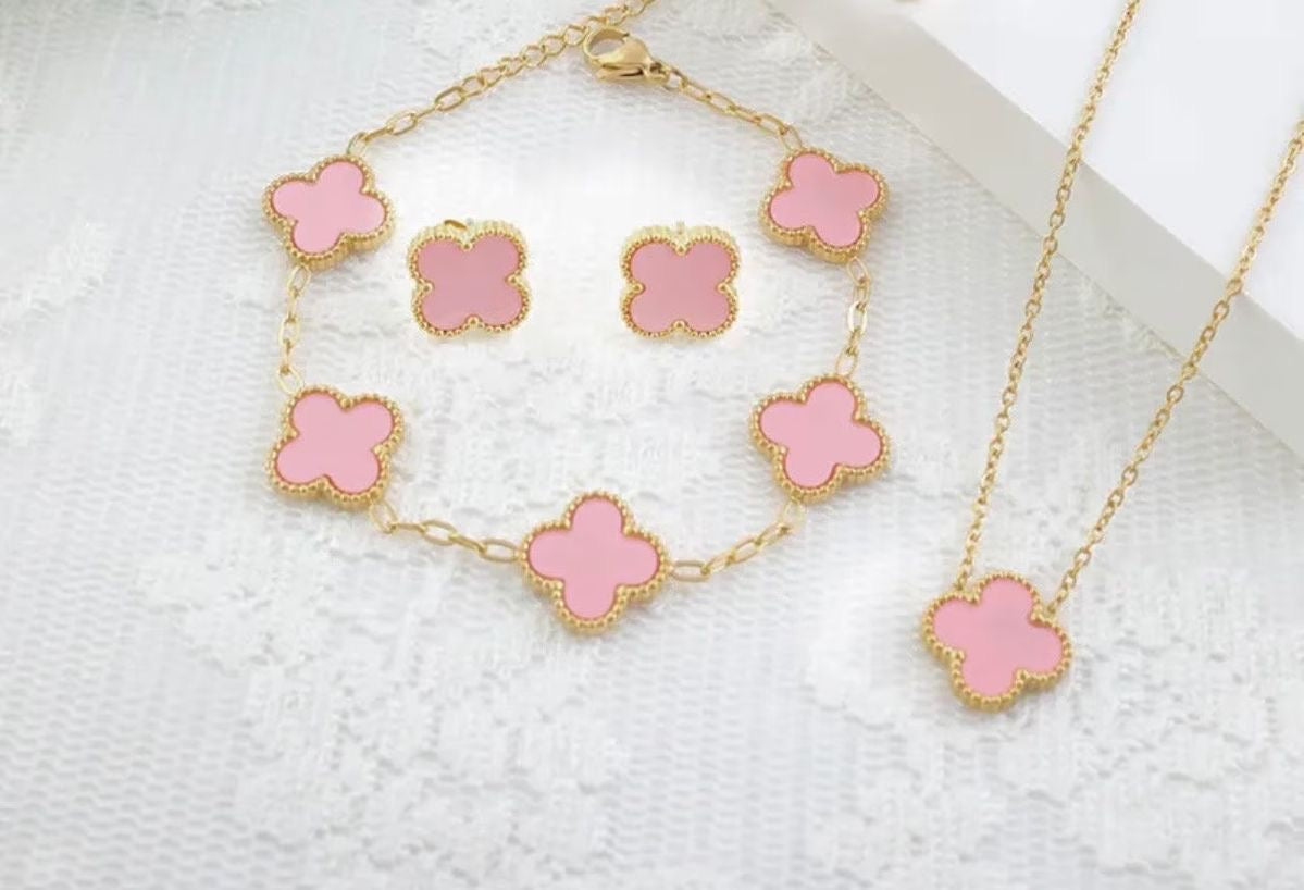 Pink Leaf clover set