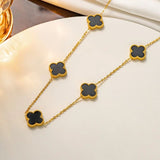 All over clover Leaf clover necklace (black)