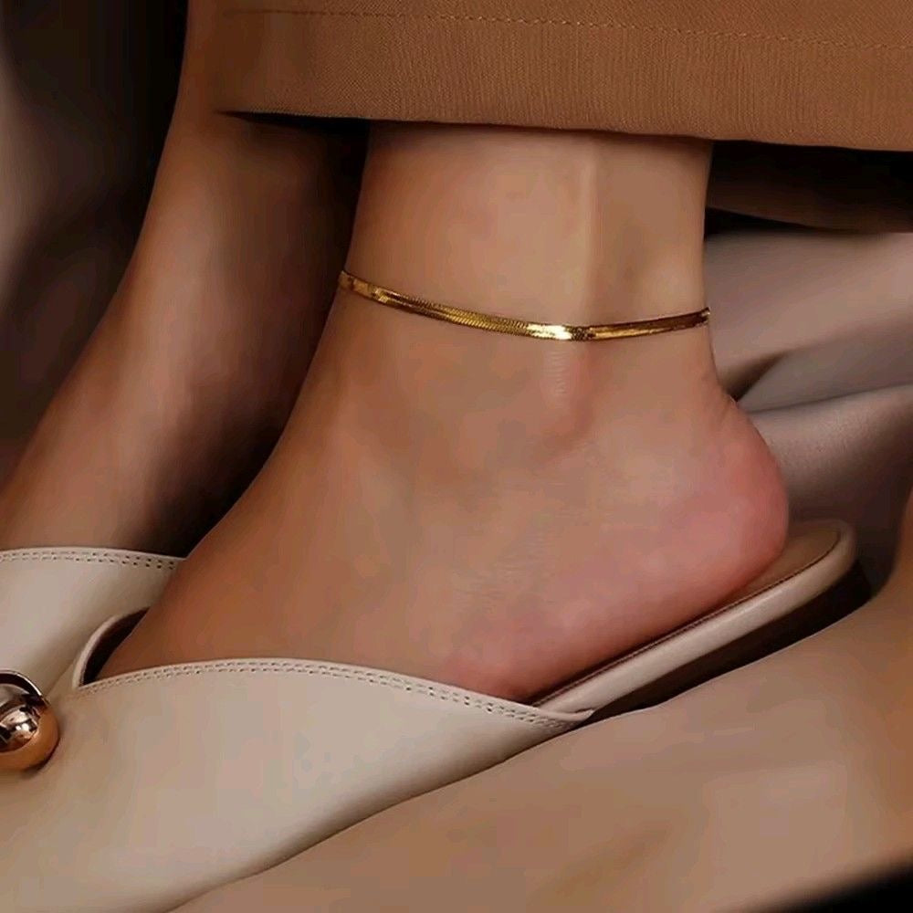 Golden Minimal snake chain anklet