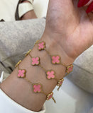 Pink Leaf clover bracelet