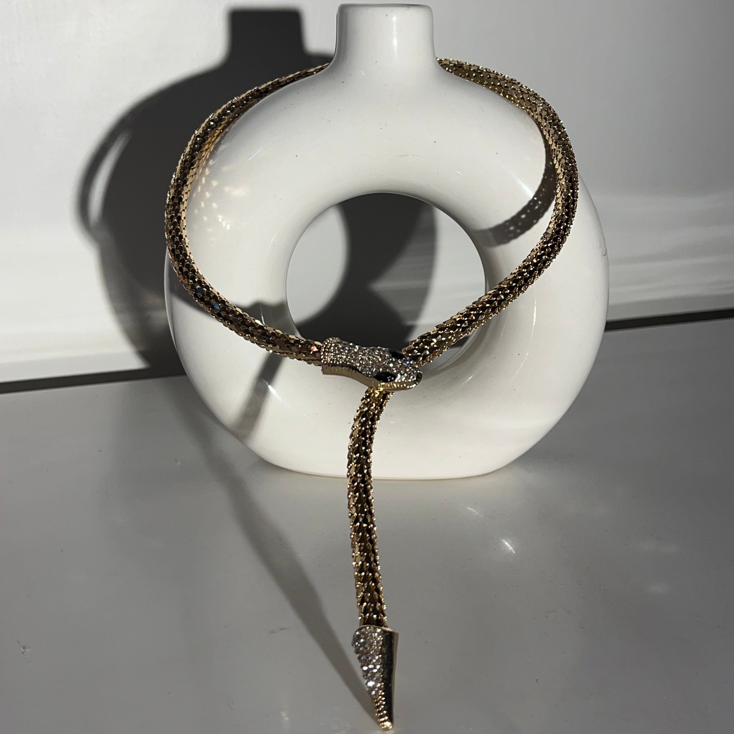 Rhinestone Snake Hug Choker