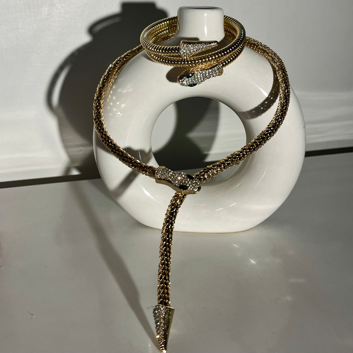 Snake rhinestone set (bracelet & choker)