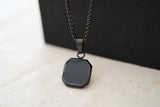 Black square locket chain