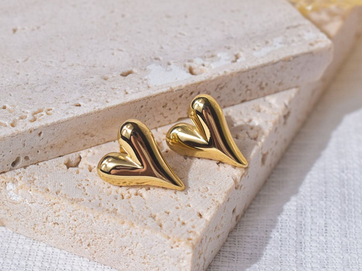 Golden heart studs