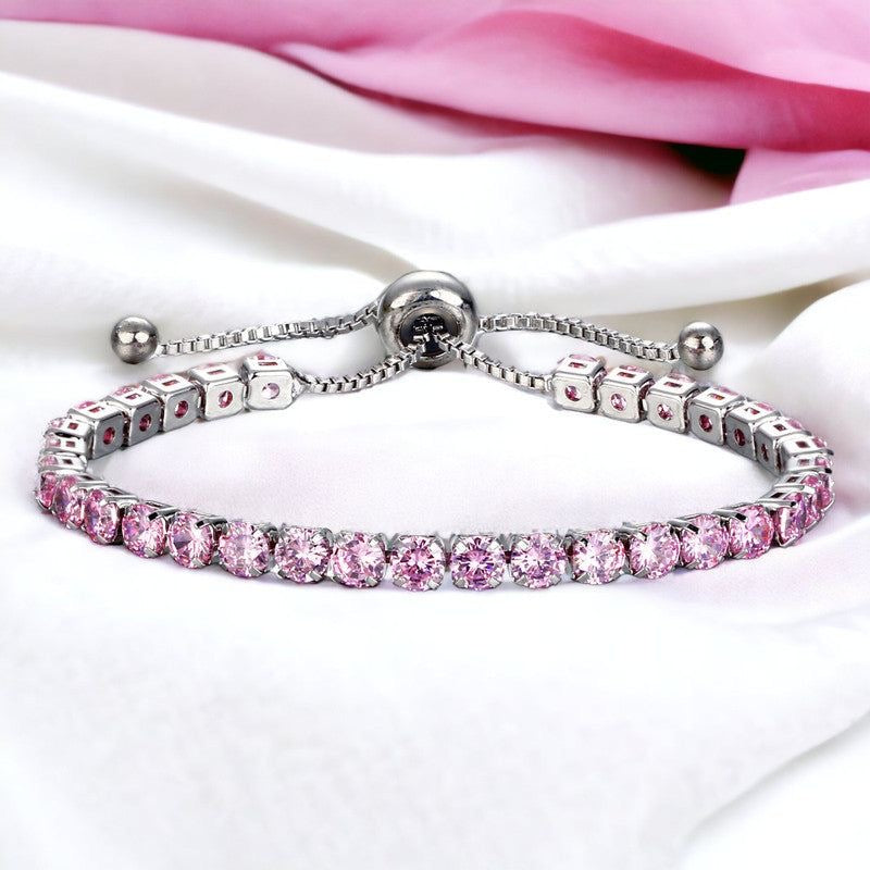 Pink Sparkle Adjustable Tennis Bracelet