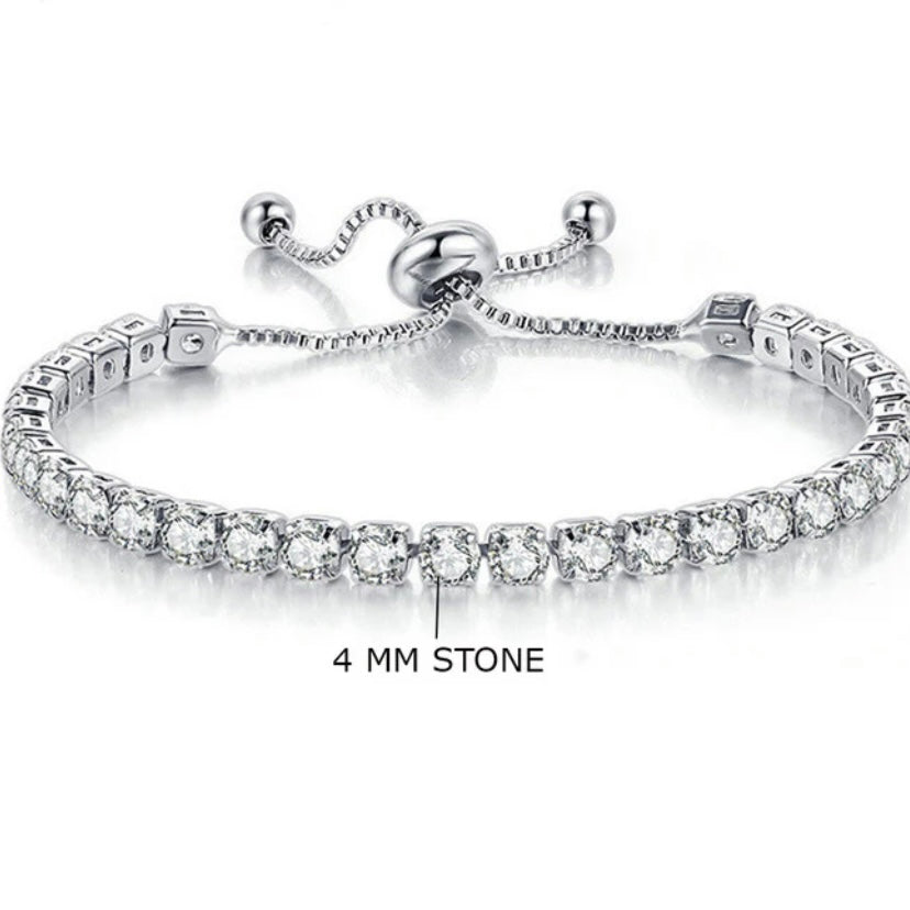 Silver adjustable tennis bracelet