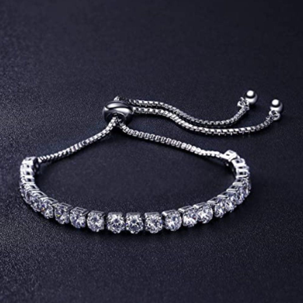 Silver adjustable tennis bracelet