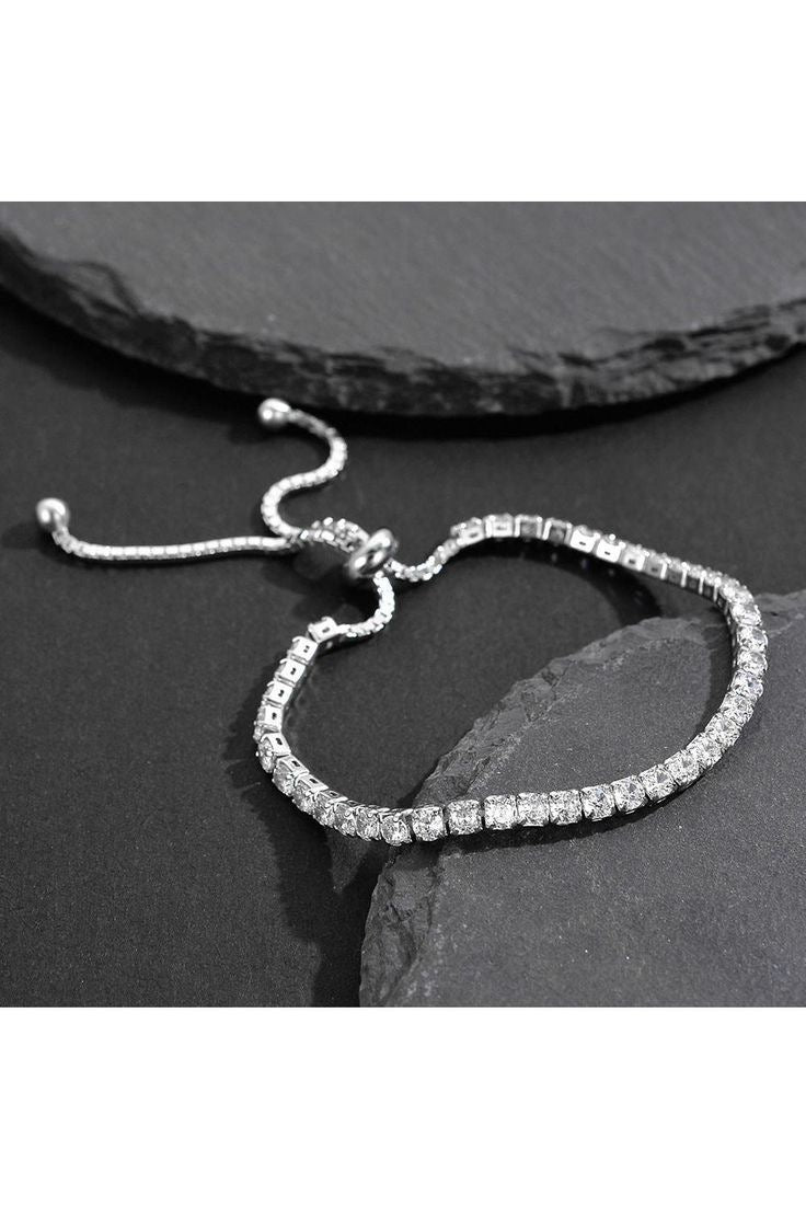 Silver adjustable tennis bracelet