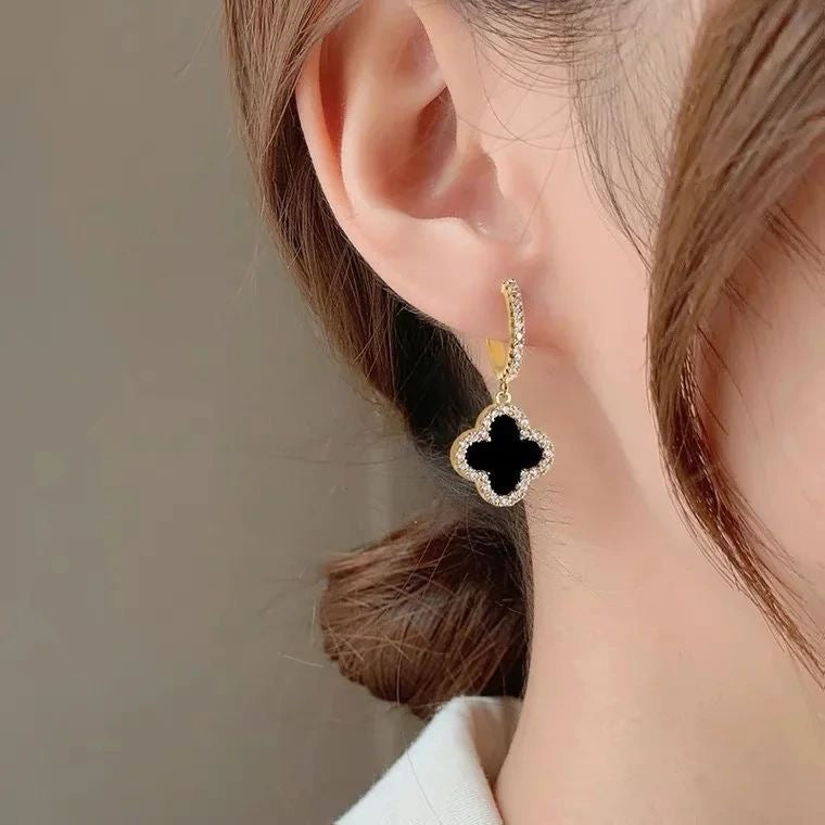 Black clover huggies earring