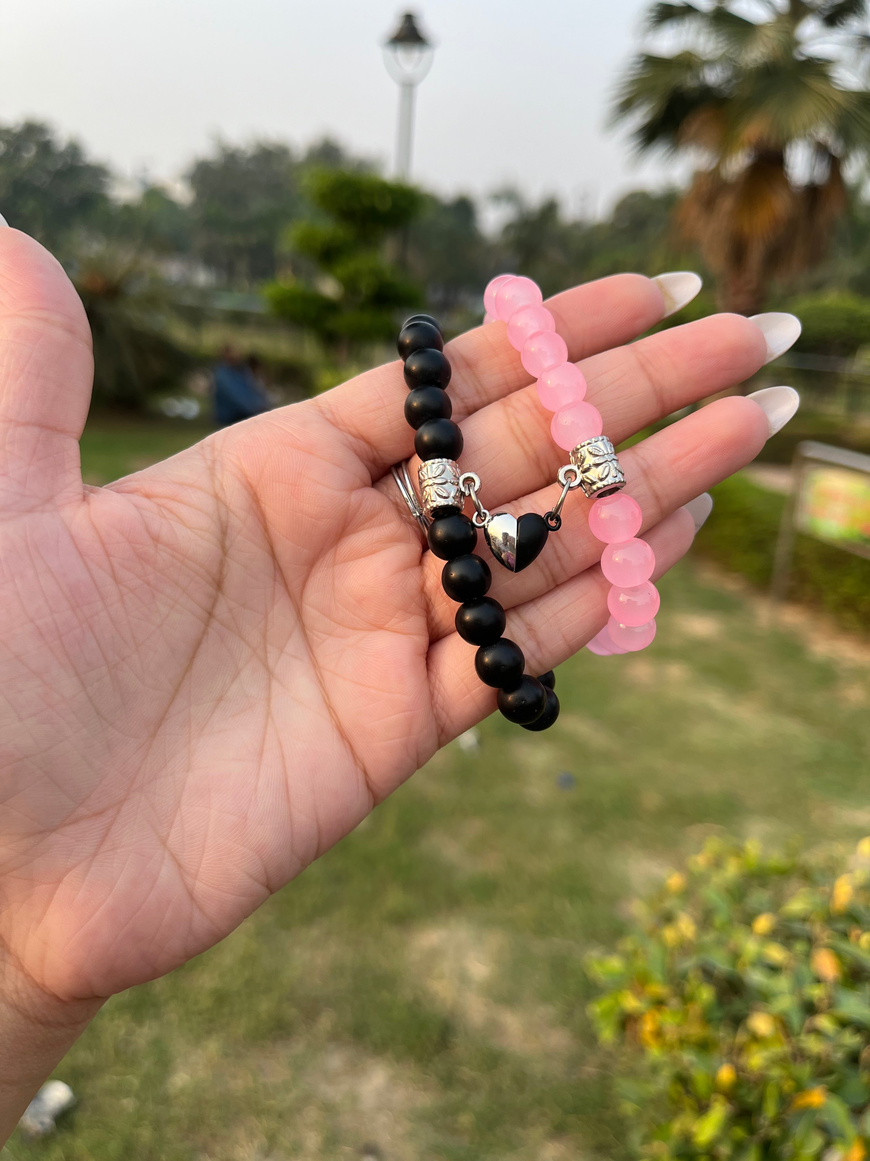 Pink & black couple bracelets