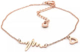 Heart beat rosegold anklet