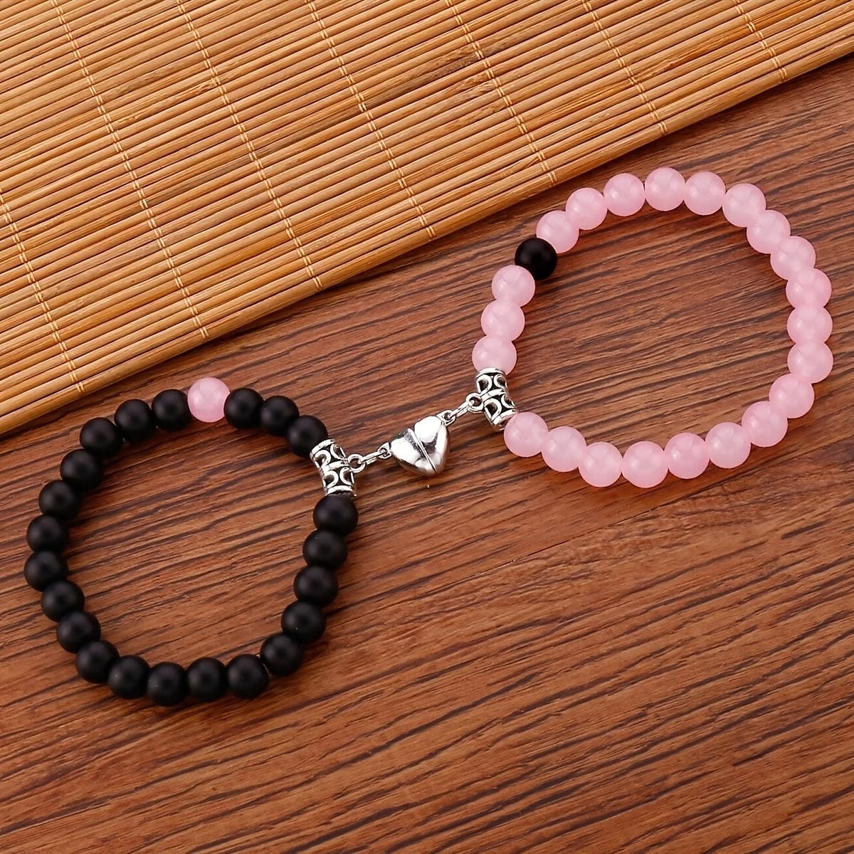 Pink & black couple bracelets