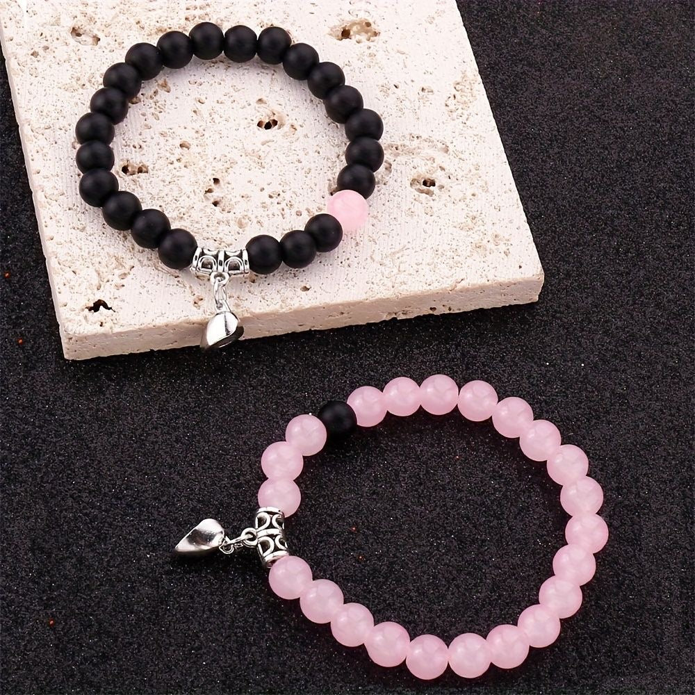 Pink & black couple bracelets