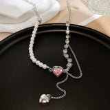 Pearl pink rhinestone necklace