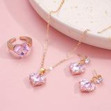 Pink crystal jewellery set