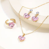 Pink crystal jewellery set