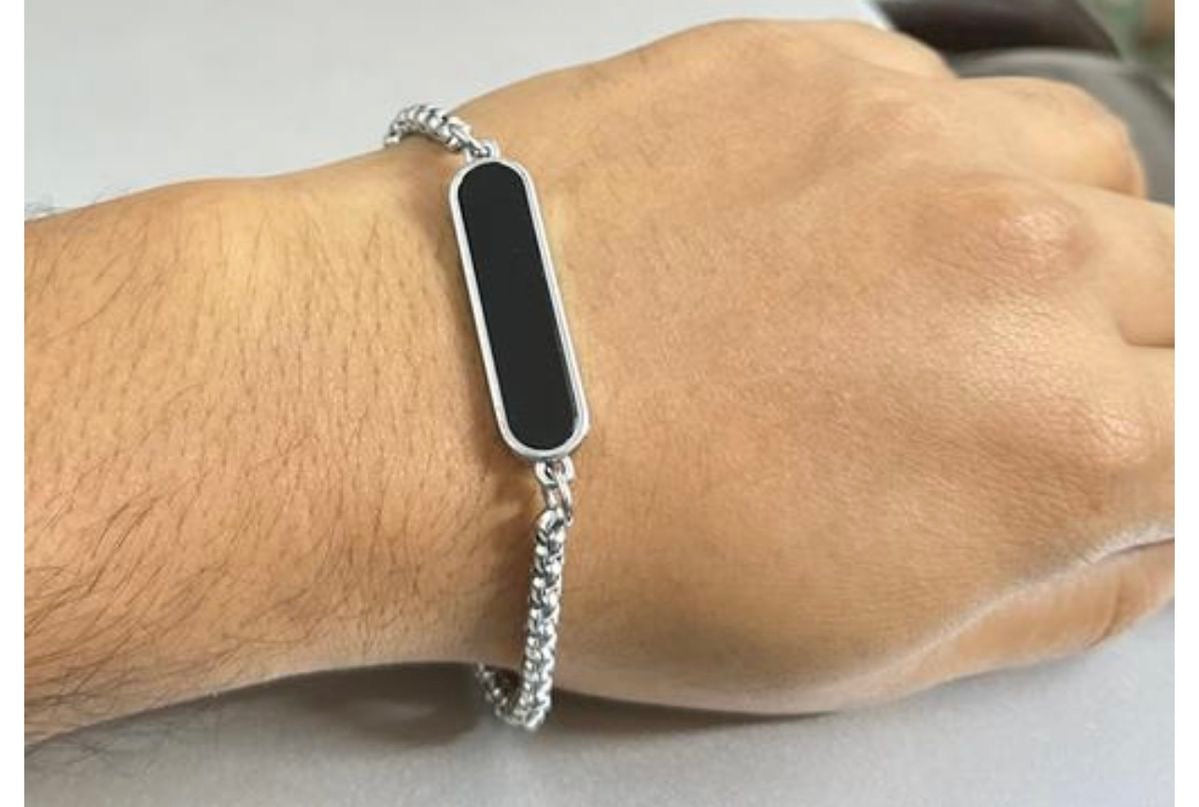 Men black & silver bracelet