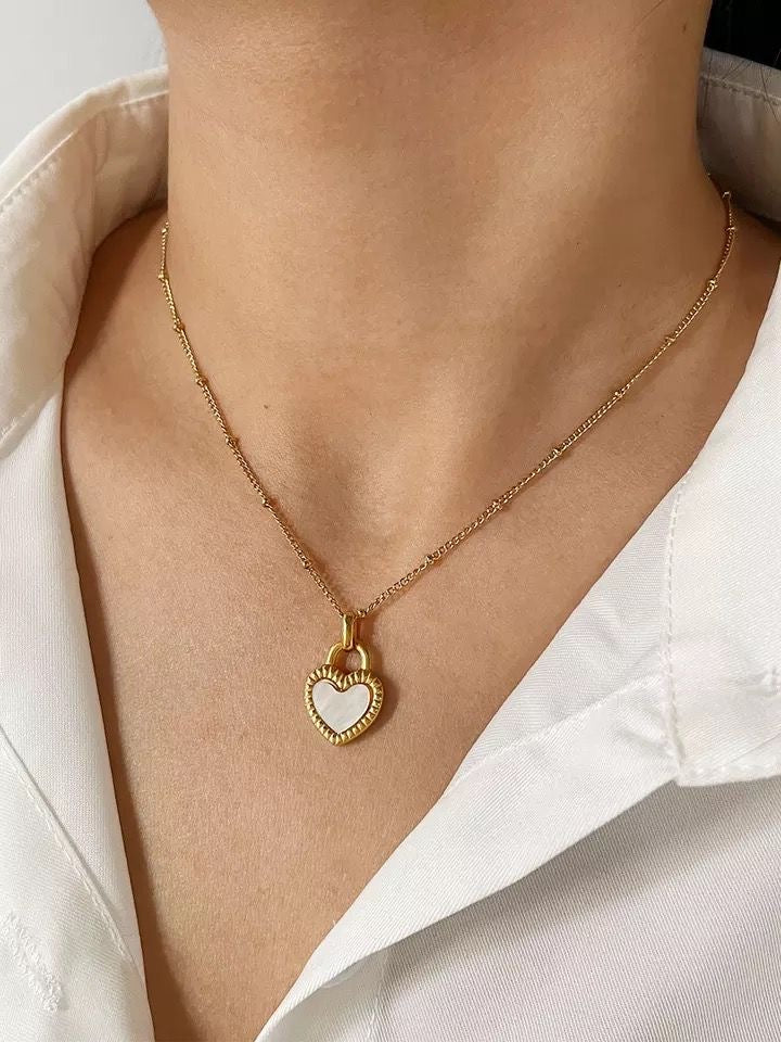Reversible Heart Lock Necklace