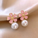 Pearl flower earrings